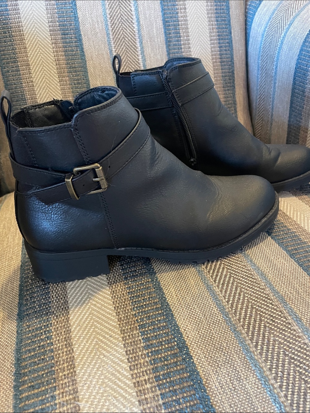 Sugar Black Ankle Booties with Side Buckle
